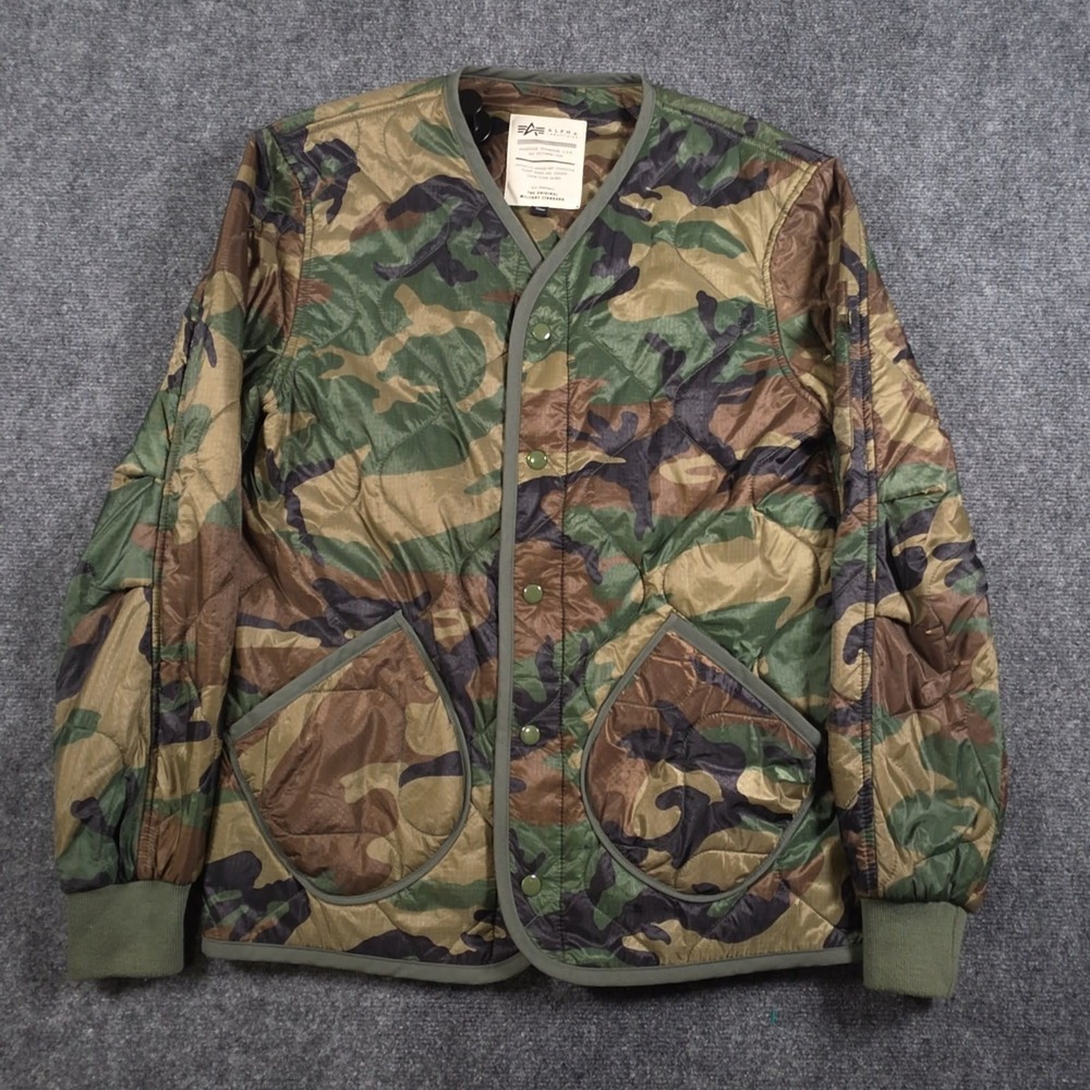Alpha Industries ALS/92 Liner Jacket Mens S Woodland Camo Quilted Ripstop